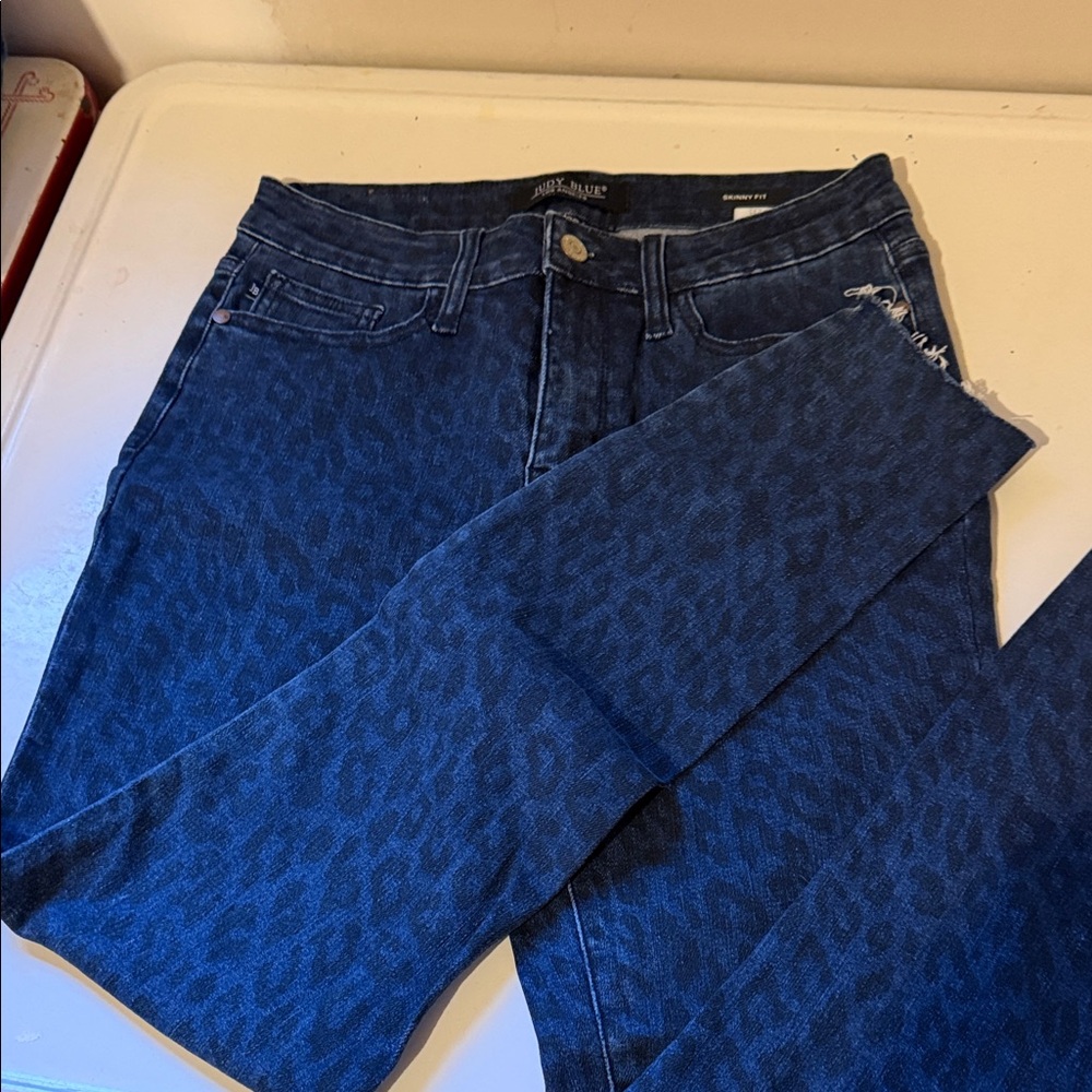 Judy Blue Dark Blue Animal Print Skinny Jeans